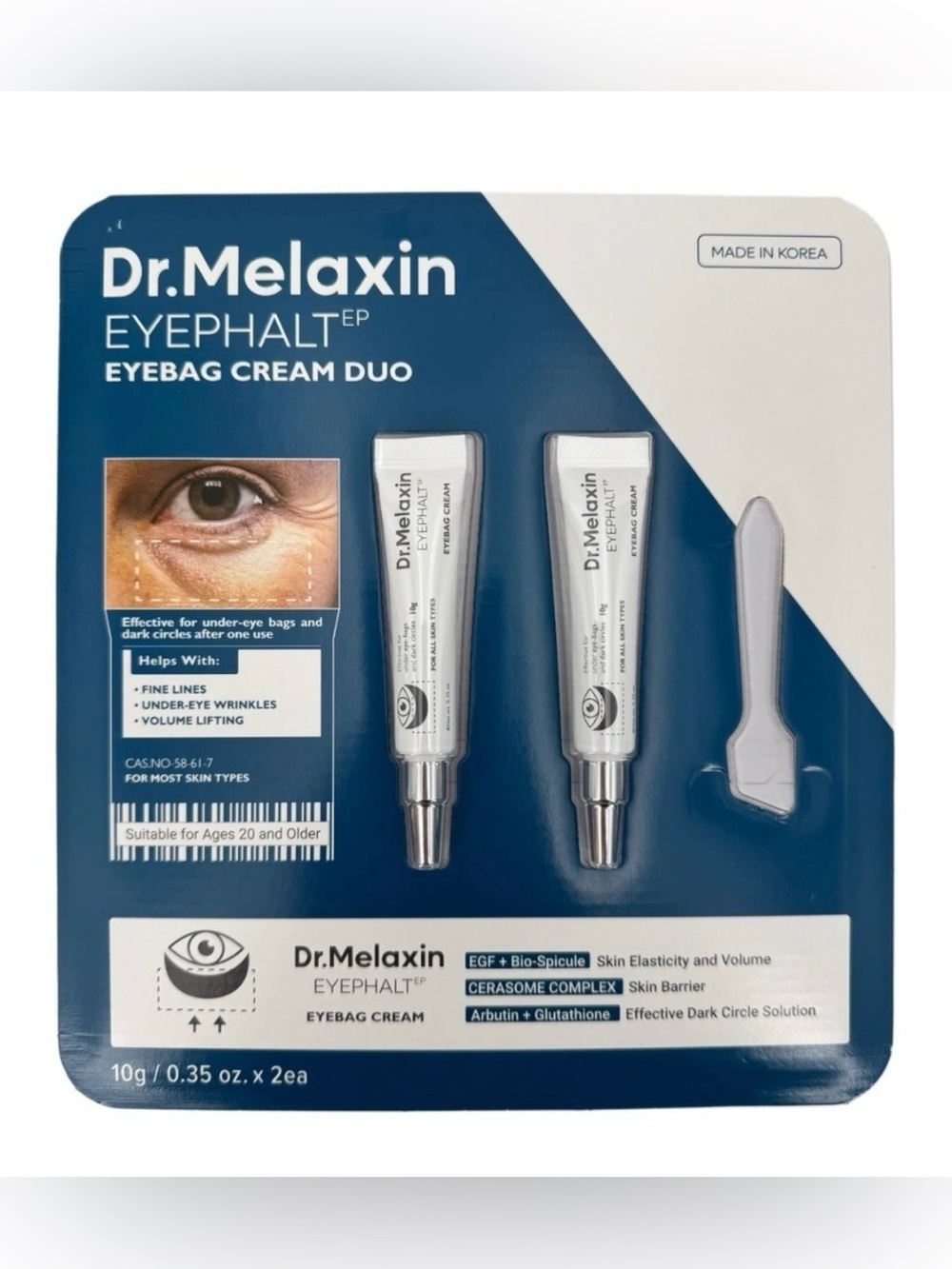 Dr. Melaxin EyePhalt Eyebag Cream Duo - Silver Tubes with Blue Packaging